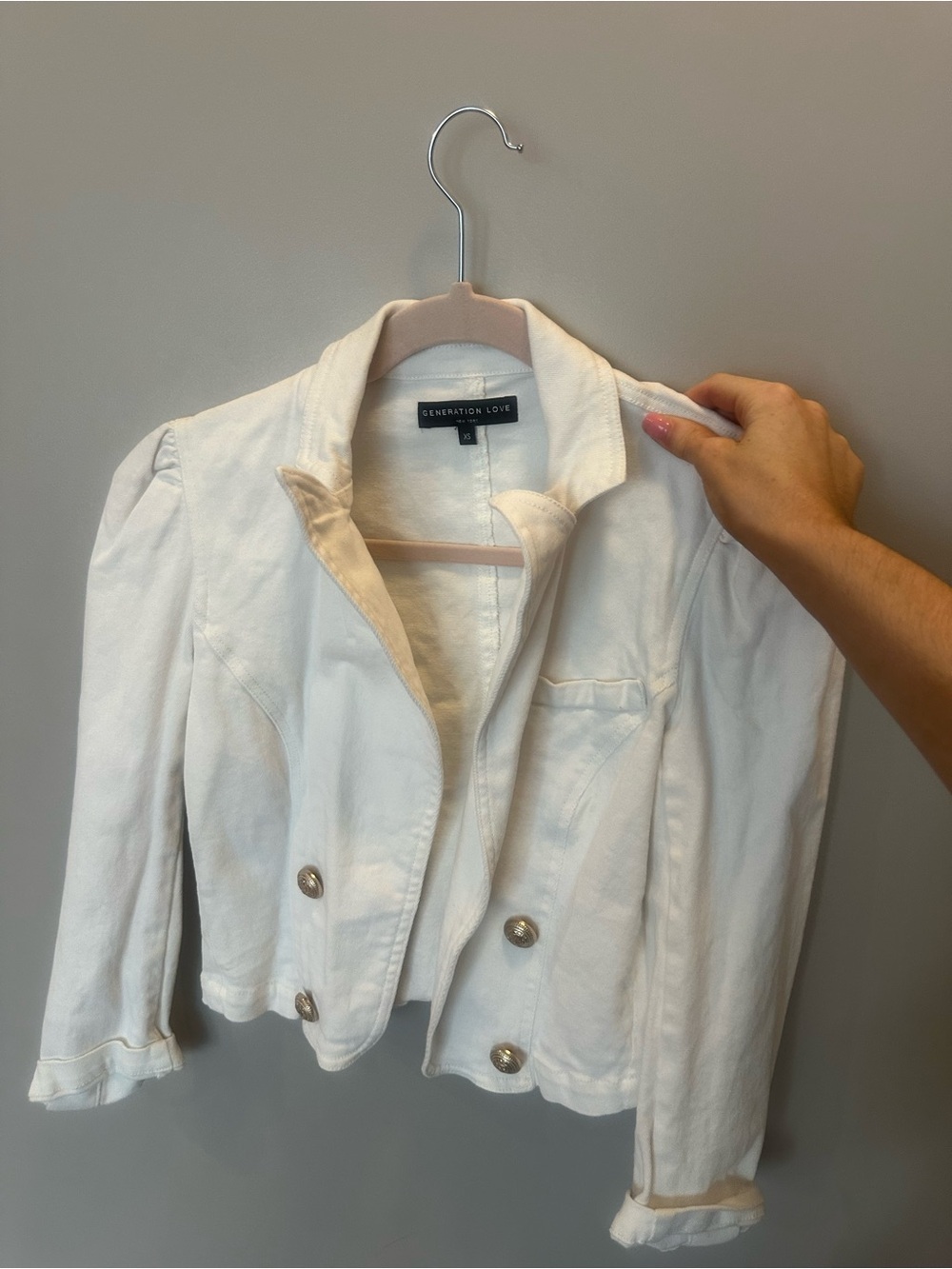Generation Love White Cropped Double-Breasted Blazer